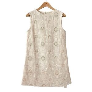 Commense Cream Embroidered Mini Shift Dress